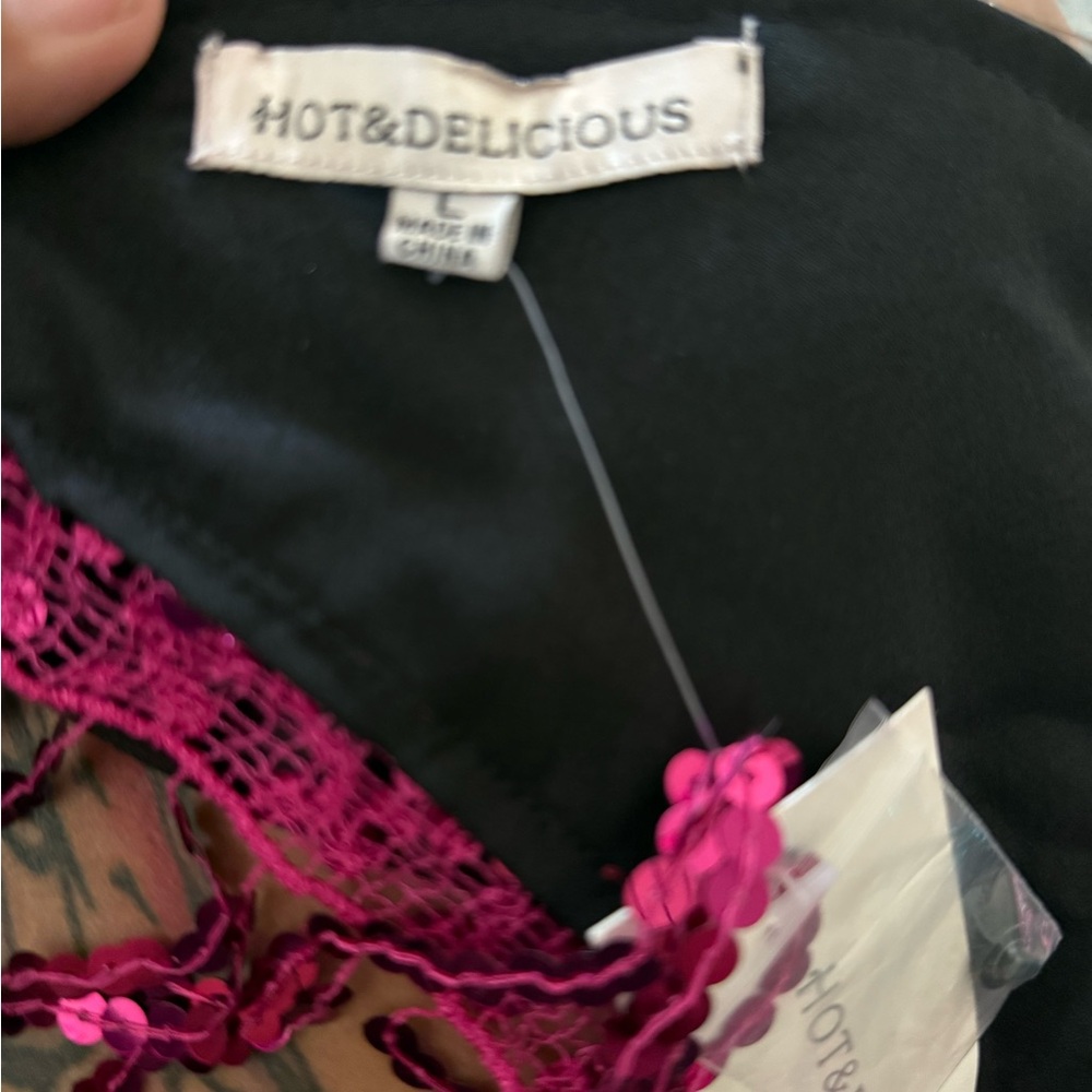 Hot & Delicious Fuchsia Sequin Halter Top - Picture 4 of 4
